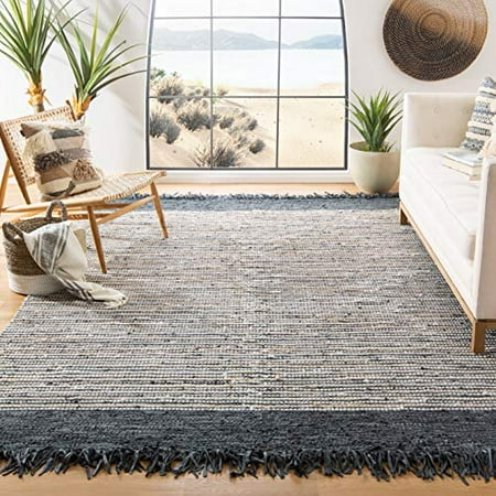 Multi Safavieh Vintage Leather Collection VTL373A Handmade Boho Fringe Leather Area Rug Grey 8' x 10' Multi Safavieh Vintage Leather Collection VTL373A Handmade Boho Fringe Leather Area Rug Grey 8' x 10'